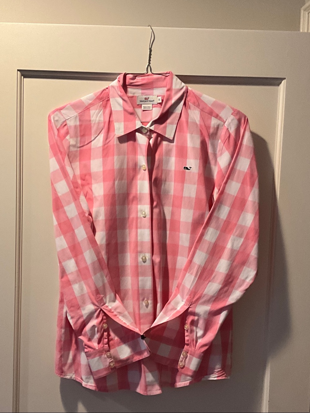 Vineyard Vines Pink and White Gingham Button-Down Shirt